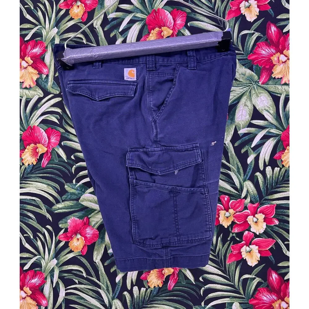 Carhartt Navy Cargo Shorts Stained Size 38